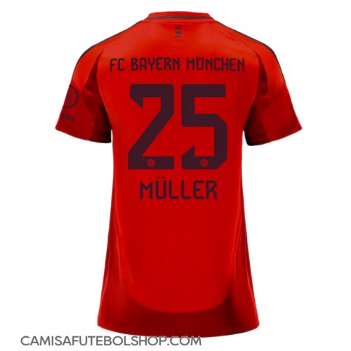 Camisa de time de futebol Bayern Munich Thomas Muller #25 Replicas 1º Equipamento Feminina 2024-25 Manga Curta